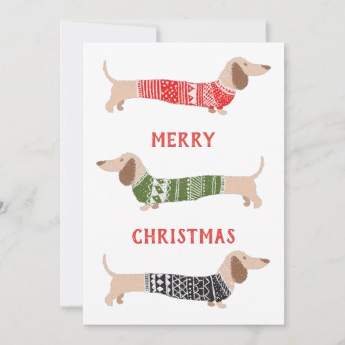 Funny Dachshund Wiener Dogs Christmas Sweater Holiday Card