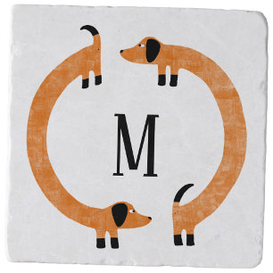 Funny Dachshund Wiener Sausage Dog Monogram Trivet