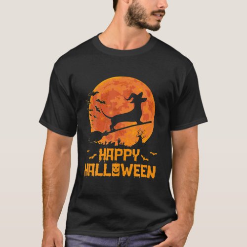 Funny Dachshund Witch Pumpkin Halloween Costume T_Shirt