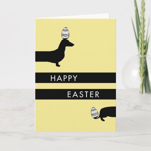 Funny Dachshund yellow Easter Holiday Card