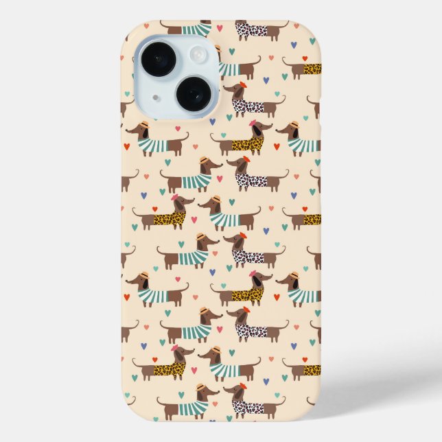 Funny Dachshunds in Hats and Sweaters Case-Mate iPhone Case (Back)