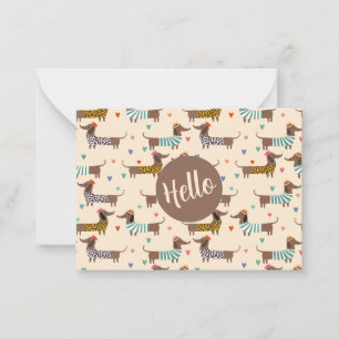 Funny Dachshunds in Hats and Sweaters Note Card