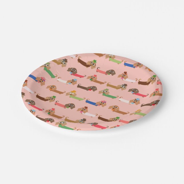 Funny Dachshunds Paper Plates (Angled)