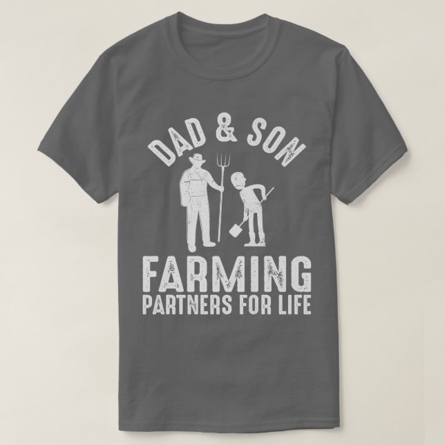 Funny Dad And Son Farming Partners For Life Farmer T-Shirt (Design Front)