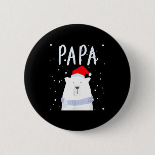 Funny Dad Bear Christmas Saint Hat Couples Family  Button
