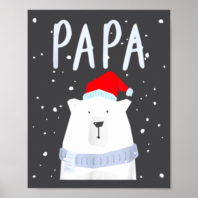 Funny Dad Bear Christmas Saint Hat Couples Family  Poster (Front)