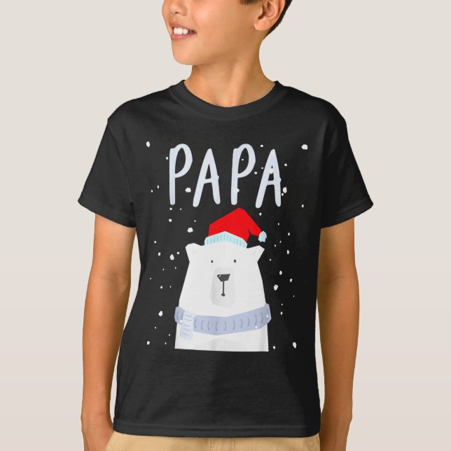 Funny Dad Bear Christmas Saint Hat Couples Family  T-Shirt (Front)
