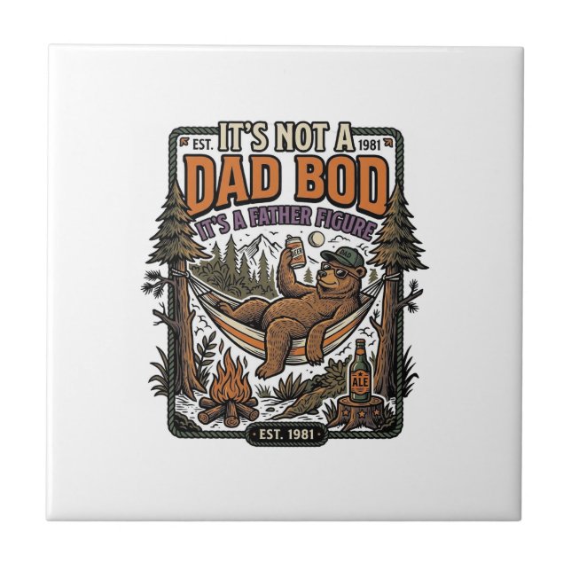 Funny Dad Bod Bear Camping Father Figure Shirt_1 Ceramic Tile (Front)