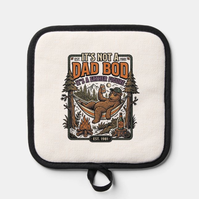 Funny Dad Bod Bear Camping Father Figure Shirt_1 Pot Holder (Front)