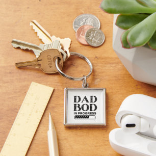 Funny Dad Bod In Progress   Black Loading Dad Keychain