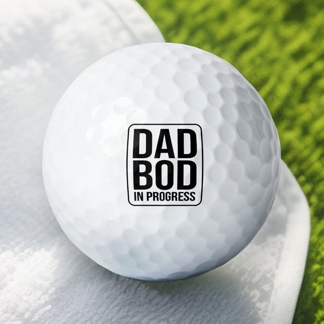 Funny Dad Bod in Progress Humor Fathers Day Black Golf Balls (Funny Dad Golf Ball)