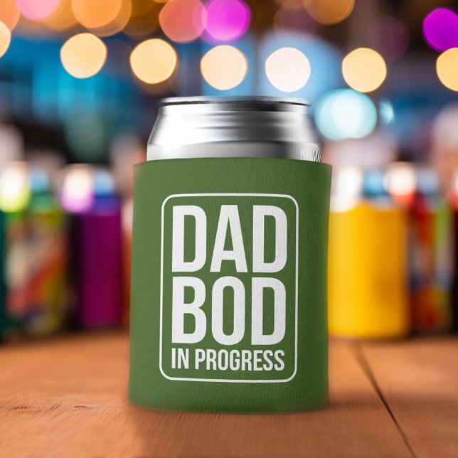 Funny Dad Bod in Progress Humor Fathers Day Can Cooler (Funny Can Cooler - Dad Bod in Progress - Father's Day Gift or a New Dad Favor)