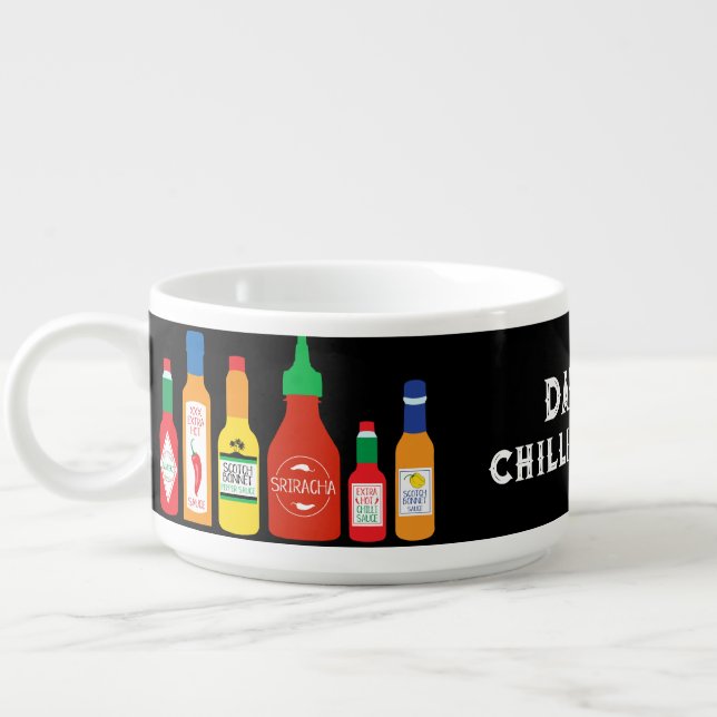 Funny Dad Chili Bottles Patterned Chilli Bowl (Right)