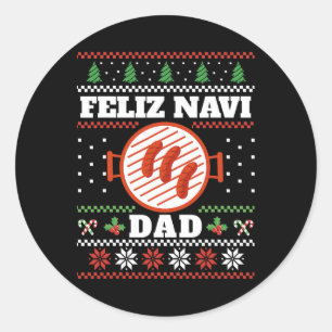 Funny Dad Christmas Bbq Feliz Navi Dad Uggly Classic Round Sticker