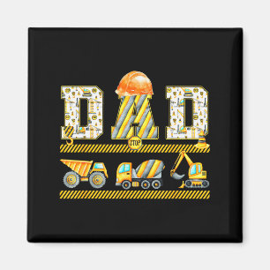 Funny Dad Construction Excavator Kids Matching Fam Magnet