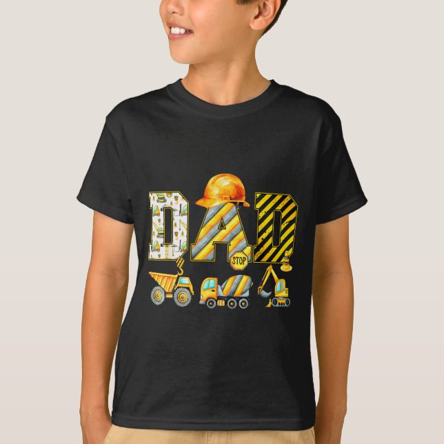 Funny Dad Construction Excavator Kids Matching Fam T-Shirt (Front)
