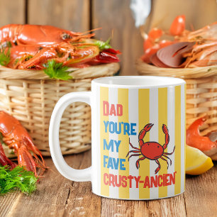Funny Dad Crab Crustacean Amalfi Yellow Stripe Coffee Mug
