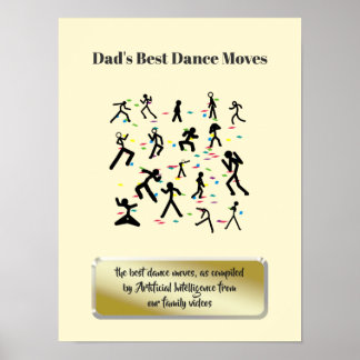 Funny Dad Dance Poses with gold plaque Poster