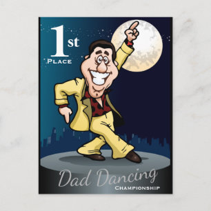 Funny Dad Dancing Winner Postcard