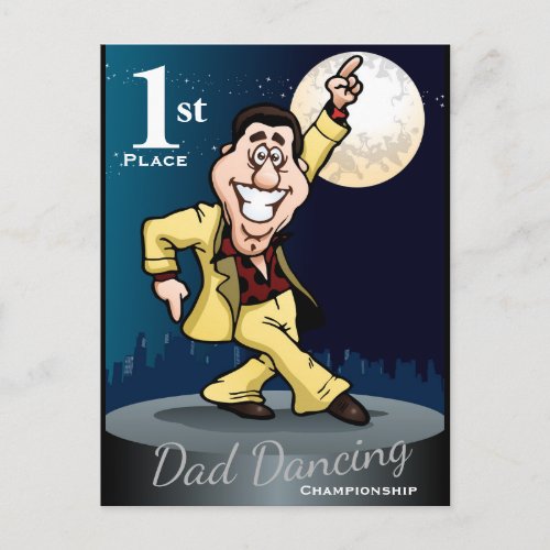 Funny Dad Dancing Winner  Postcard