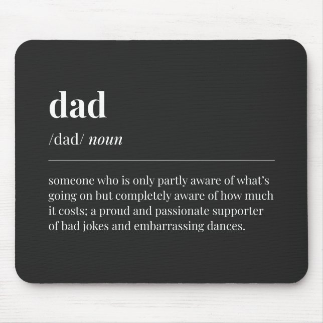 Funny Dad Definition Black Mouse Pad (Front)
