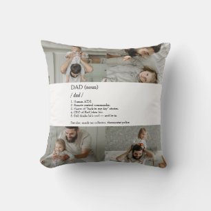 Funny Dad Definition Photo Collage Throw Pillow –