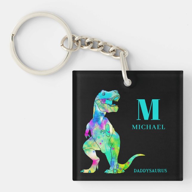 Funny Dad Dinosaur Quote Personalized  Keychain (Front)