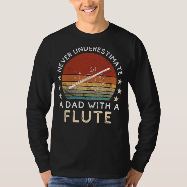 Funny Dad Flute Tee - Dads Musical Wit Strikes a C (Front)