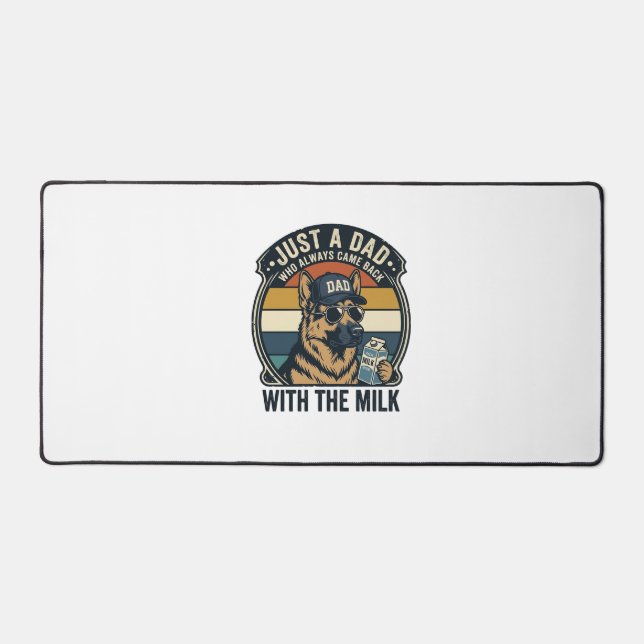 Funny Dad German Shepherd Milk Retro Shirt Design_ Desk Mat (Front)