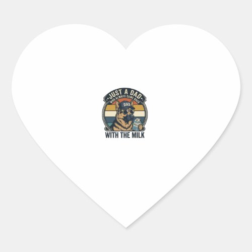 Funny Dad German Shepherd Milk Retro Shirt Design_ Heart Sticker