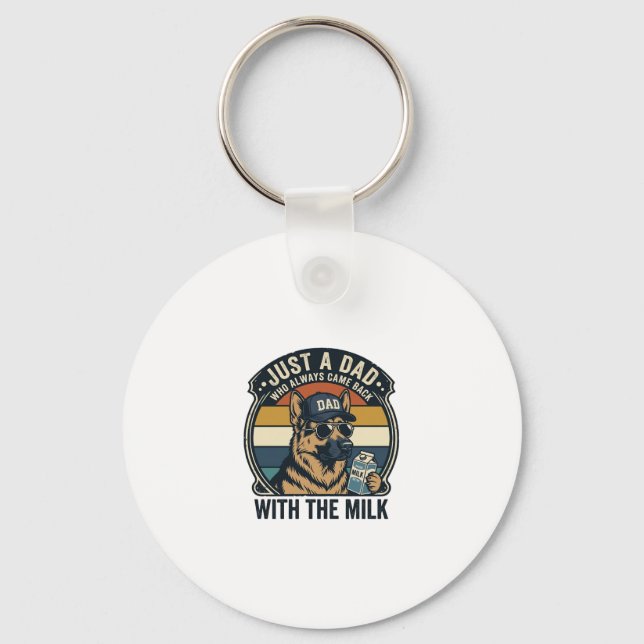 Funny Dad German Shepherd Milk Retro Shirt Design_ Keychain (Front)