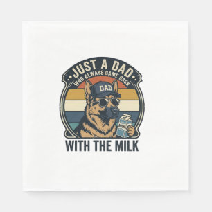 Funny Dad German Shepherd Milk Retro Shirt Design_ Napkins