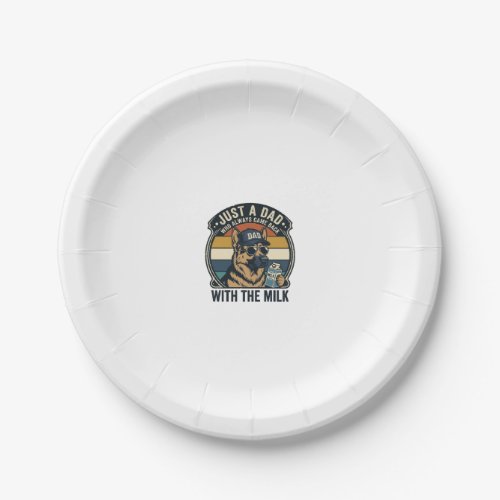 Funny Dad German Shepherd Milk Retro Shirt Design_ Paper Plates