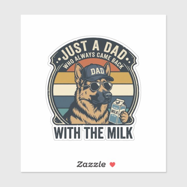 Funny Dad German Shepherd Milk Retro Shirt Design_ Sticker (Sheet)