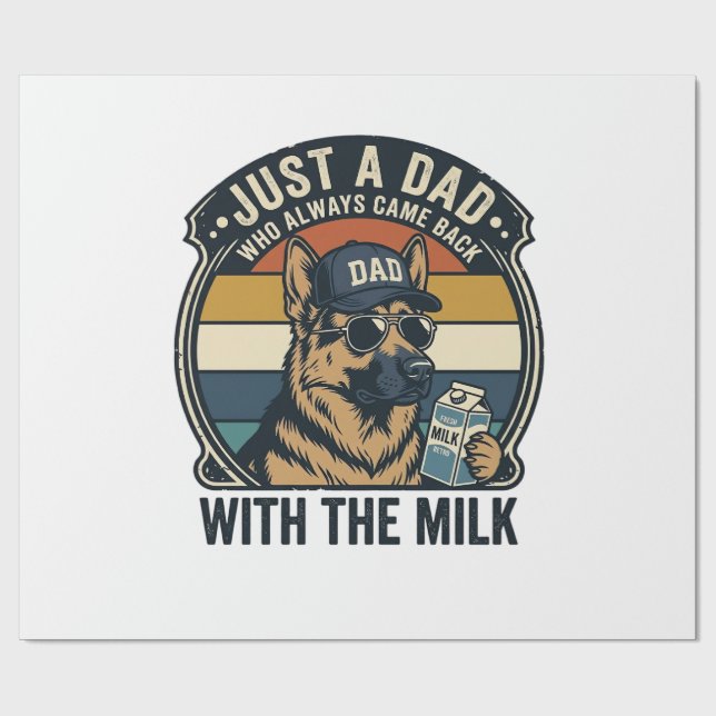 Funny Dad German Shepherd Milk Retro Shirt Design_ Wrapping Paper (Flat)