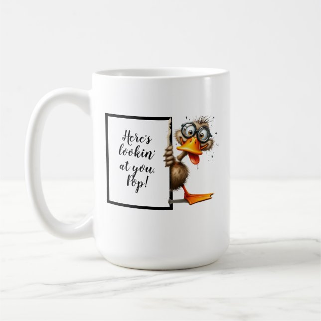 Funny dad gift with funny and quirky duck coffee mug (Left)