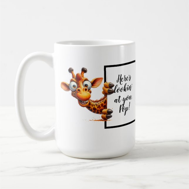 Funny dad gift with funny and quirky giraffe coffee mug (Left)