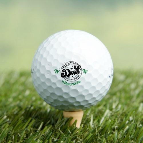 Funny Dad Golf Monogram Named Black Green Golf Balls