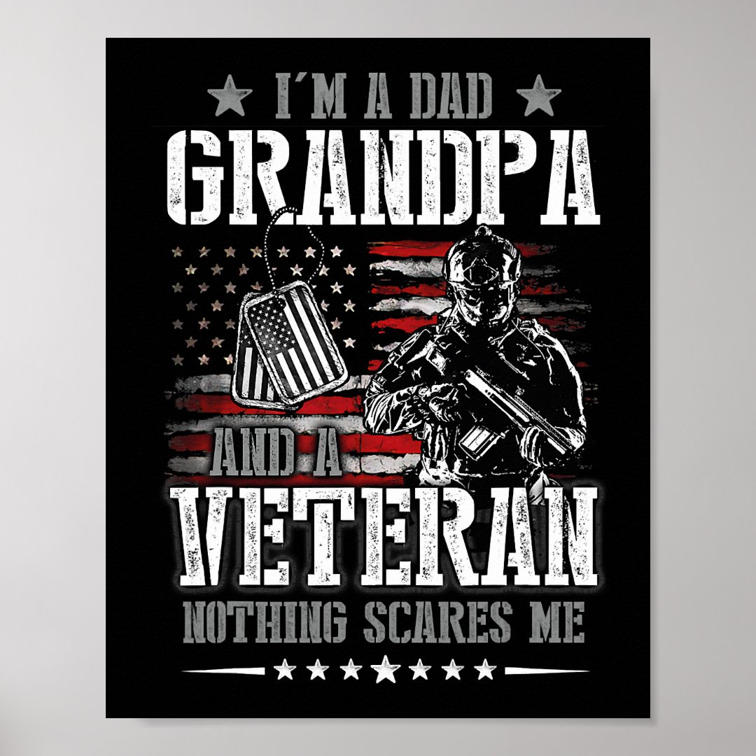 Funny Dad Grandpa Veteran Design Veteran Daddy Fat Poster | Zazzle