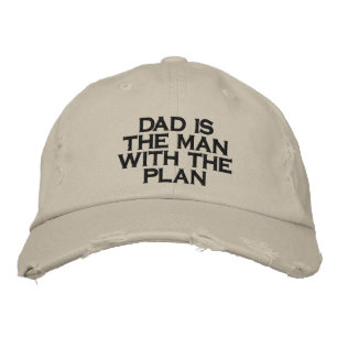Funny "Dad Is The Man With The Plan" Beige Tan Embroidered Baseball Cap