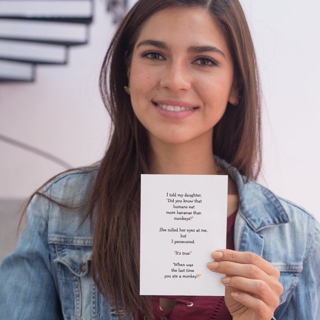 Funny Dad Joke on Monkeys Humans Bananas Humor LOL Holiday Card (Funny Dad Joke on Monkeys Humans Bananas Humor LOL Holiday Card)