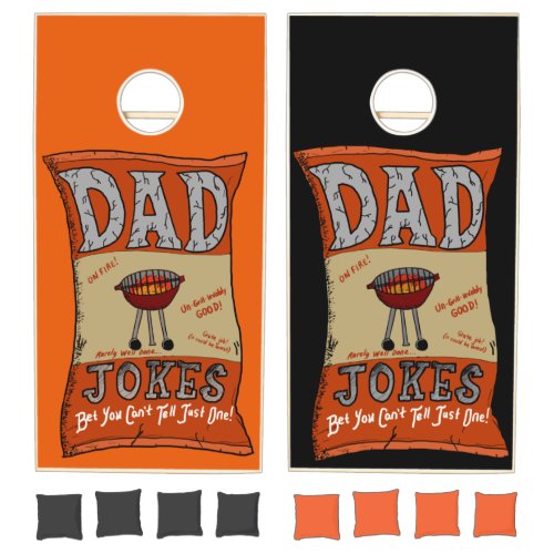 Funny Dad Jokes Fathers Day Grilling Quote  Cornhole Set