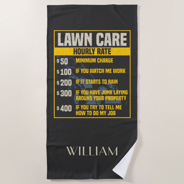 Funny Dad Lawn Mower Fathers Birthday Gag Gifts Beach Towel (Front)