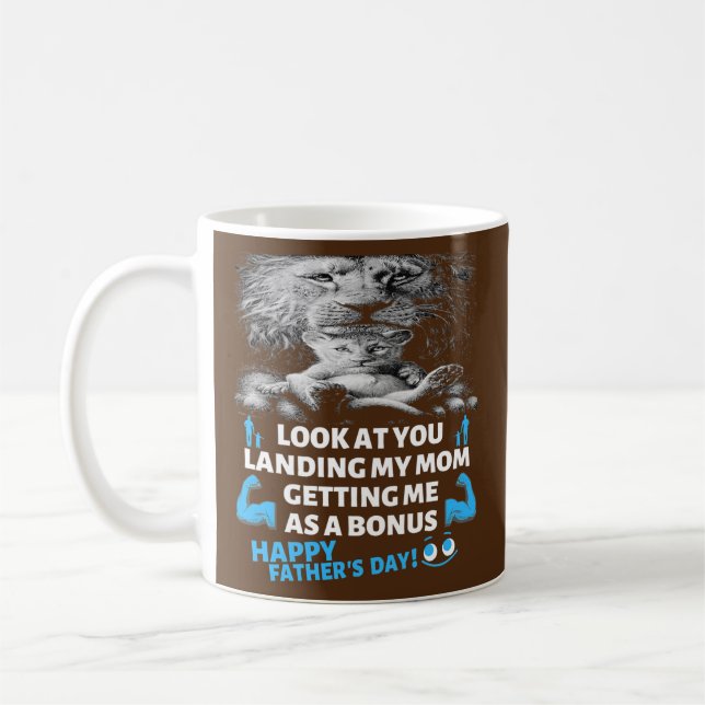 Funny Dad Look At You Landing My Mom Getting Me Coffee Mug (Left)