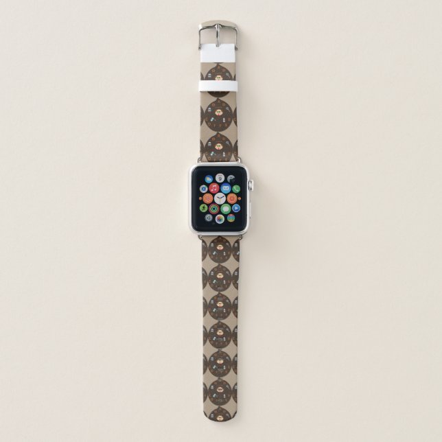 Funny Dad Monster Loves Coffee Apple Watch Band (Front)