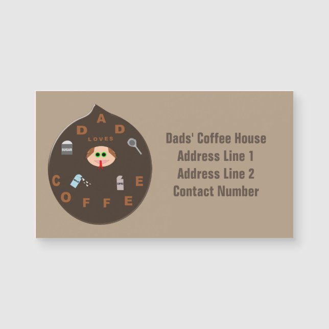 Funny Dad Monster Loves Coffee Business Magnet (Front)