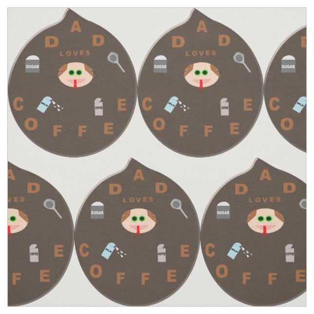 Funny Dad Monster Loves Coffee Craft Fabric (Swatch)