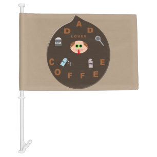 Funny Dad Monster Loves Coffee Custom Car Flag