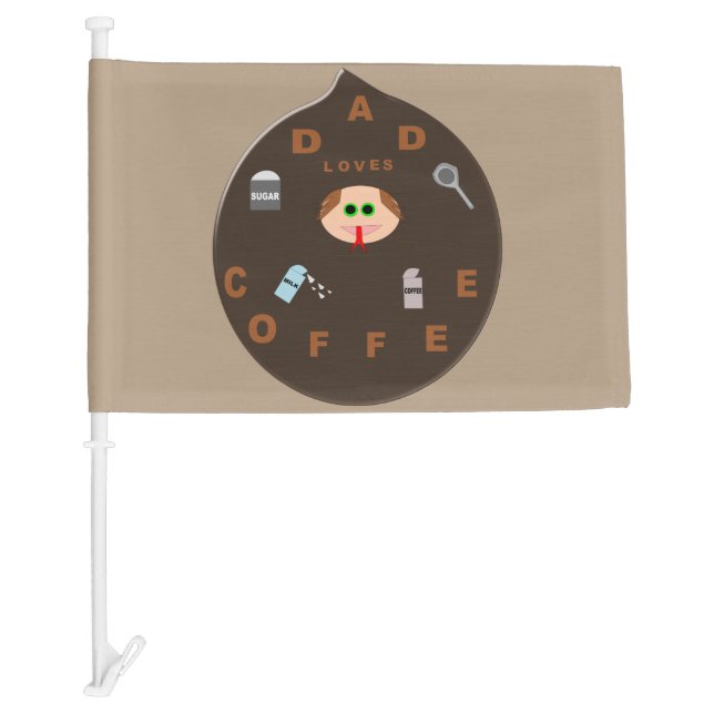 Funny Dad Monster Loves Coffee Custom Car Flag (Front)