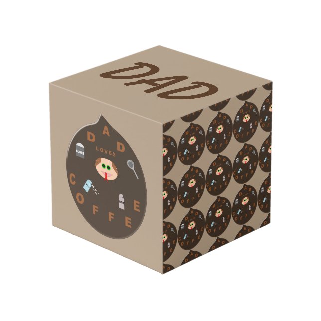 Funny Dad Monster Loves Coffee Custom Photo Cube (Front Angled)